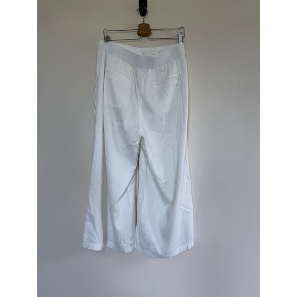 current CLUB MONACO white linen blend lightweight cropped culotte wide leg pants - Picture 8 of 12